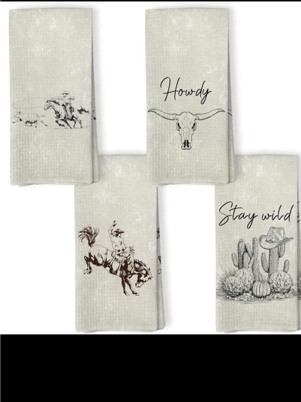 Howdy Desert Cowboy Cotton Kitchen Towels - Set of 6